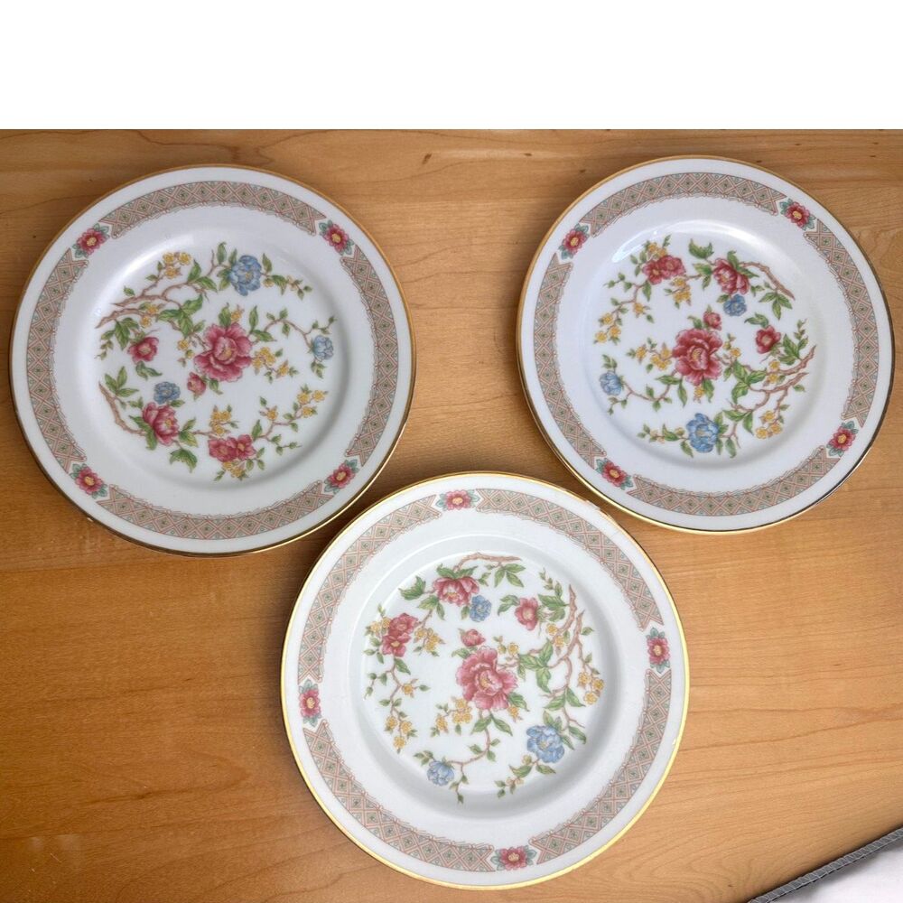 Vintage Mikasa Rose Peony 3 Damaged Salad Plates Mosaic Crafts Upcycle Lot #1